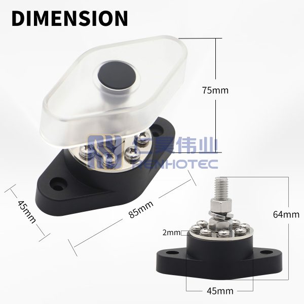 180A 3/8" Black Distribution Stud Junction Post -8 Terminal Block Bus Bar Kit - Image 8